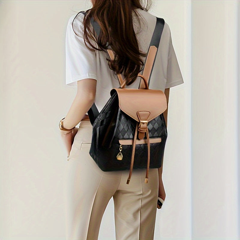Vintage-Inspired Retro Drawstring Backpack - Spacious, Comfortable, Multi-Functional Purse with Secure Closure - Perfect for College School, Travel, Commute, and Daily Use for Fashion-Conscious Women