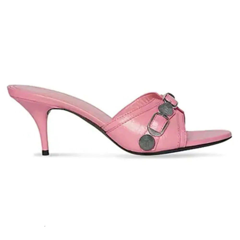 Women's Casual Mules Shoes Summer Fashion Button Decoration Slippers Ladies Outside Slides Plus Size 42 Sandals Kq8