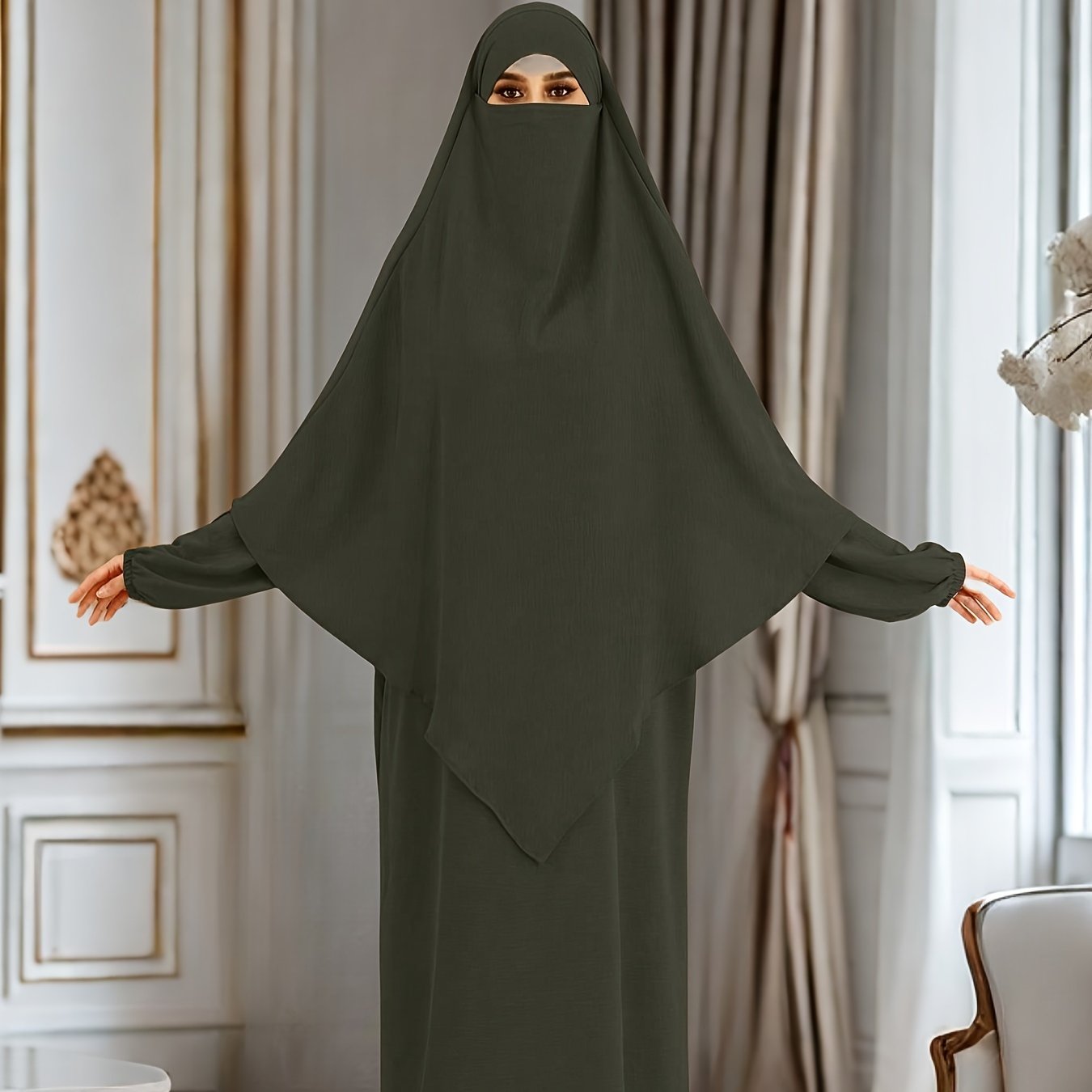 Chic Modest Long Sleeve Hijab Dress - Comfortable & Stylish Solid Color Crew Neck - Loose Fit for Casual Daily Wear - Perfect for Fashion-Conscious Women