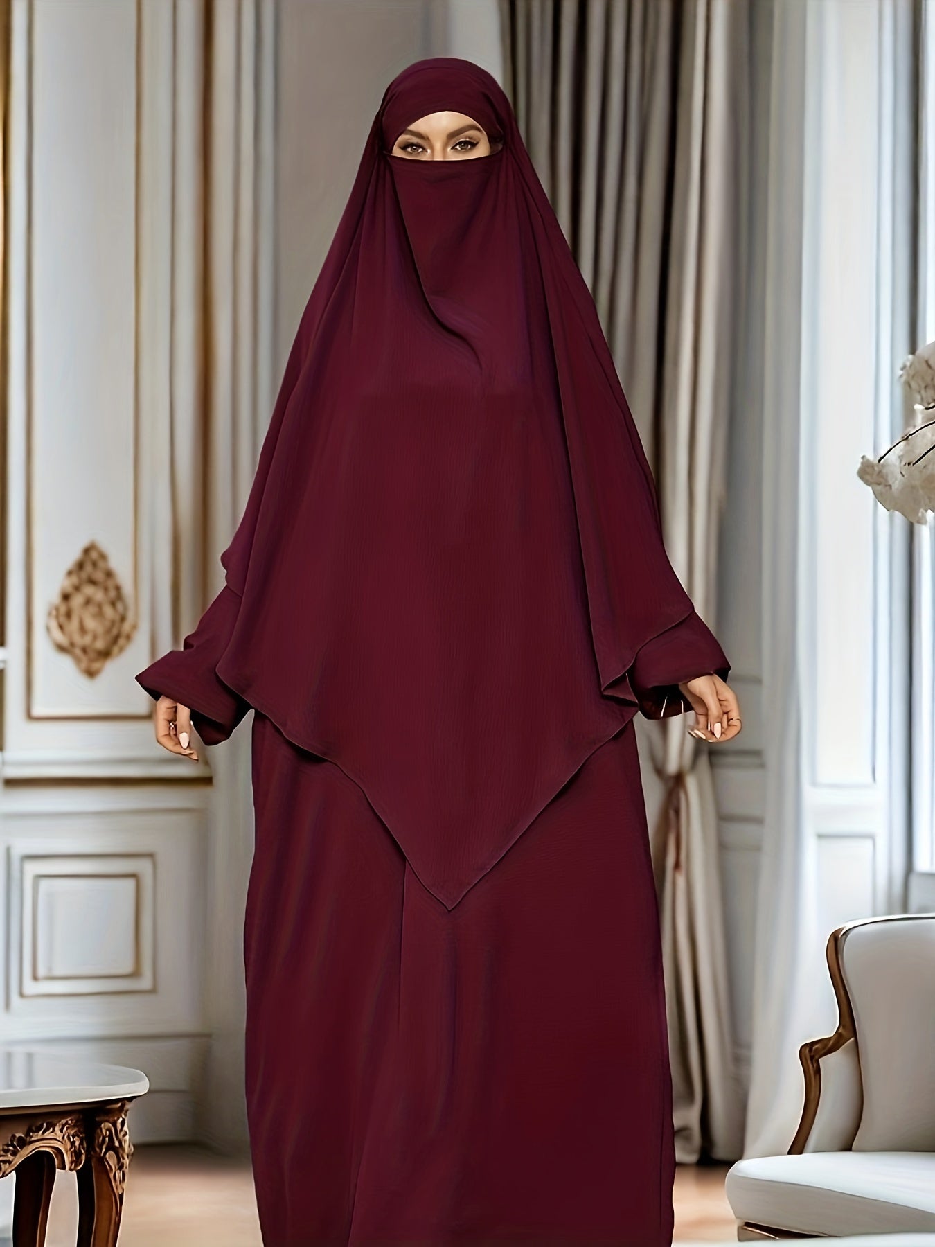 Chic Modest Long Sleeve Hijab Dress - Comfortable & Stylish Solid Color Crew Neck - Loose Fit for Casual Daily Wear - Perfect for Fashion-Conscious Women