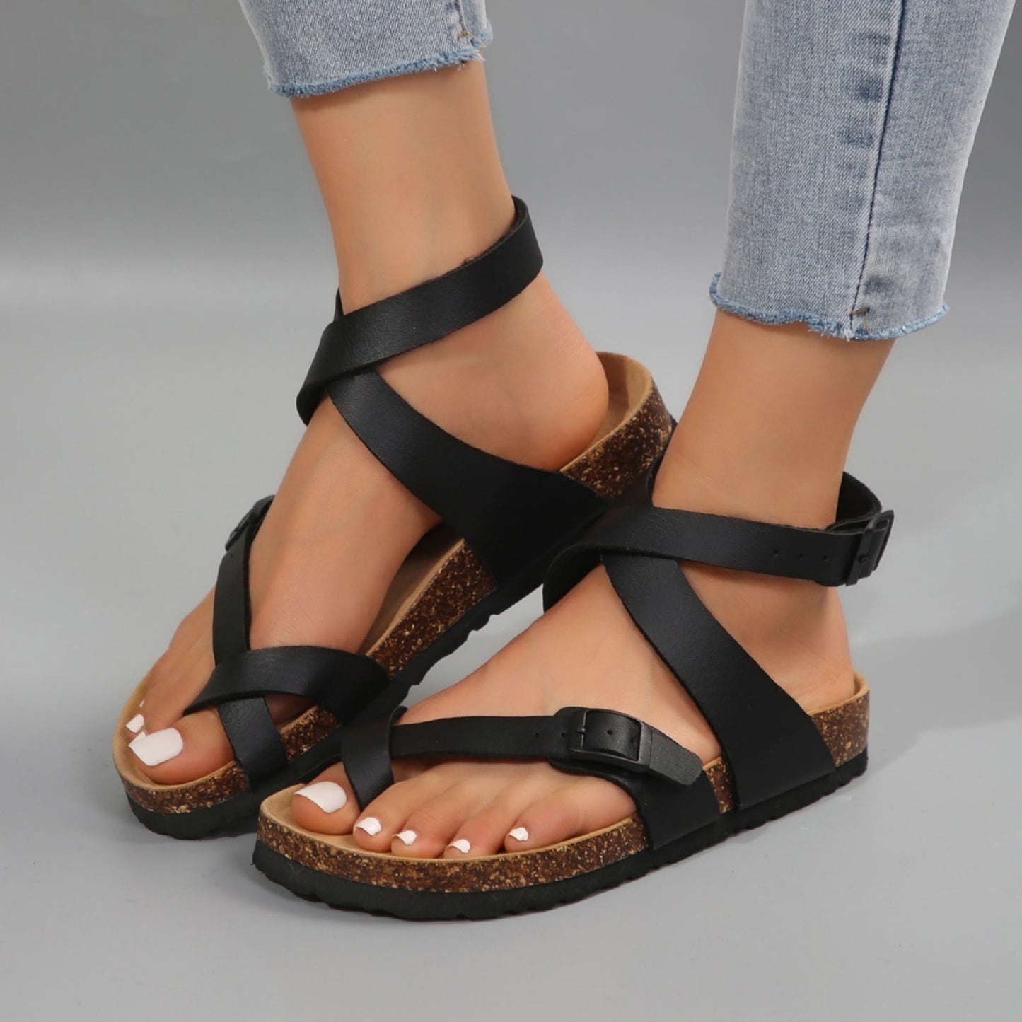 Ultra-Comfort Orthopedic Slides Sandals - Soft Memory Foam, Slip-Resistant, Breathable Cork Footbed, Easy-Adjust Buckle, High-Performance Athletic Design, Orthopedic Arch Support - Perfect for Active Women, Everyday Casual Wear, Comfortable Walking Shoes