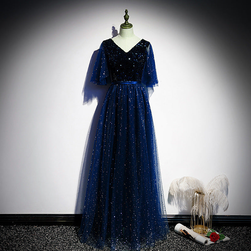 IKEARLAX Choir Performance Costume Female Adult Chorus Competition Clothing Dark Green Host Temperament Elegant Dress Dress