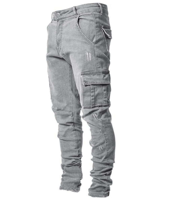 European Station New Arrival Jeans Men's Side Pocket Skinny Jeans One Piece Dropshipping