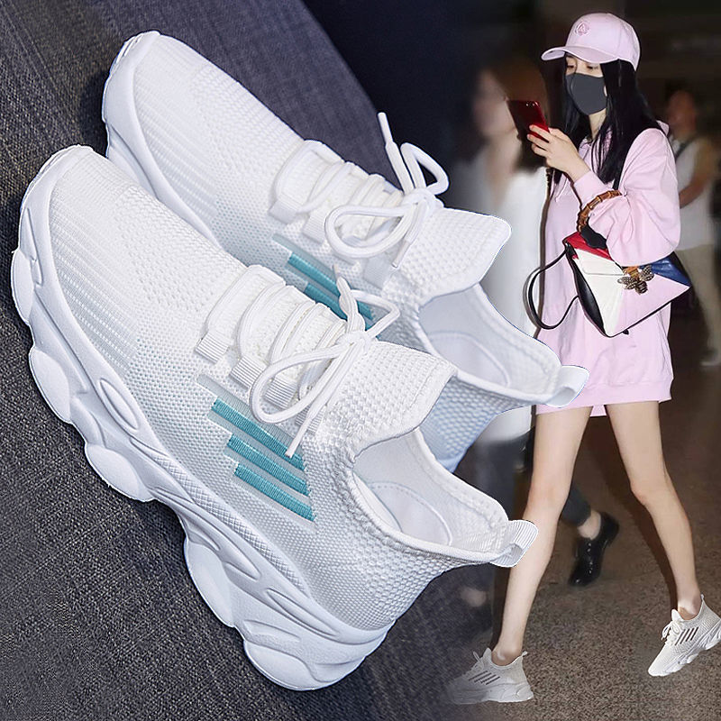 ikearlax Cross-Border Spring and Summer New Korean Style Stylish Women's Shoes Breathable Flying Woven Coconut Shoes Women's Sports Casual Fashion Shoes