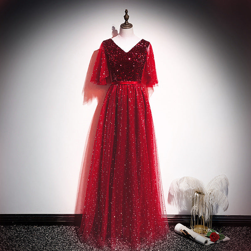 IKEARLAX Choir Performance Costume Female Adult Chorus Competition Clothing Dark Green Host Temperament Elegant Dress Dress