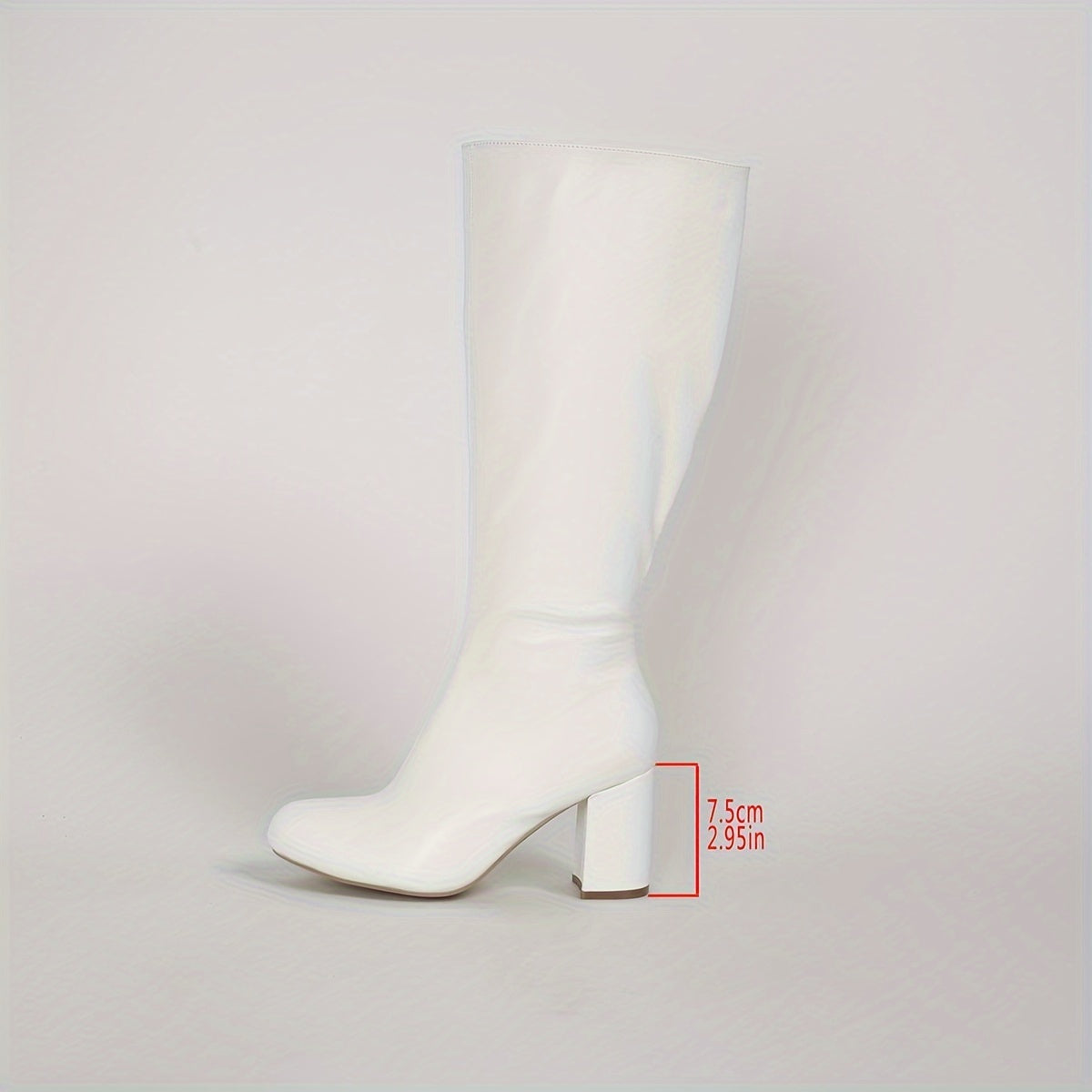Womens Rich Solid Hue Knight Boots - Smooth Side Zip, Slip-On Ease, Chunky Heel, Versatile Casual Stylish High Knee Boots
