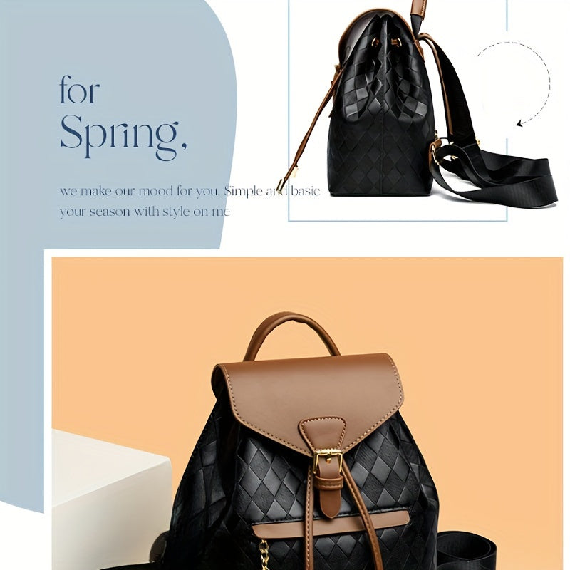 Vintage-Inspired Retro Drawstring Backpack - Spacious, Comfortable, Multi-Functional Purse with Secure Closure - Perfect for College School, Travel, Commute, and Daily Use for Fashion-Conscious Women