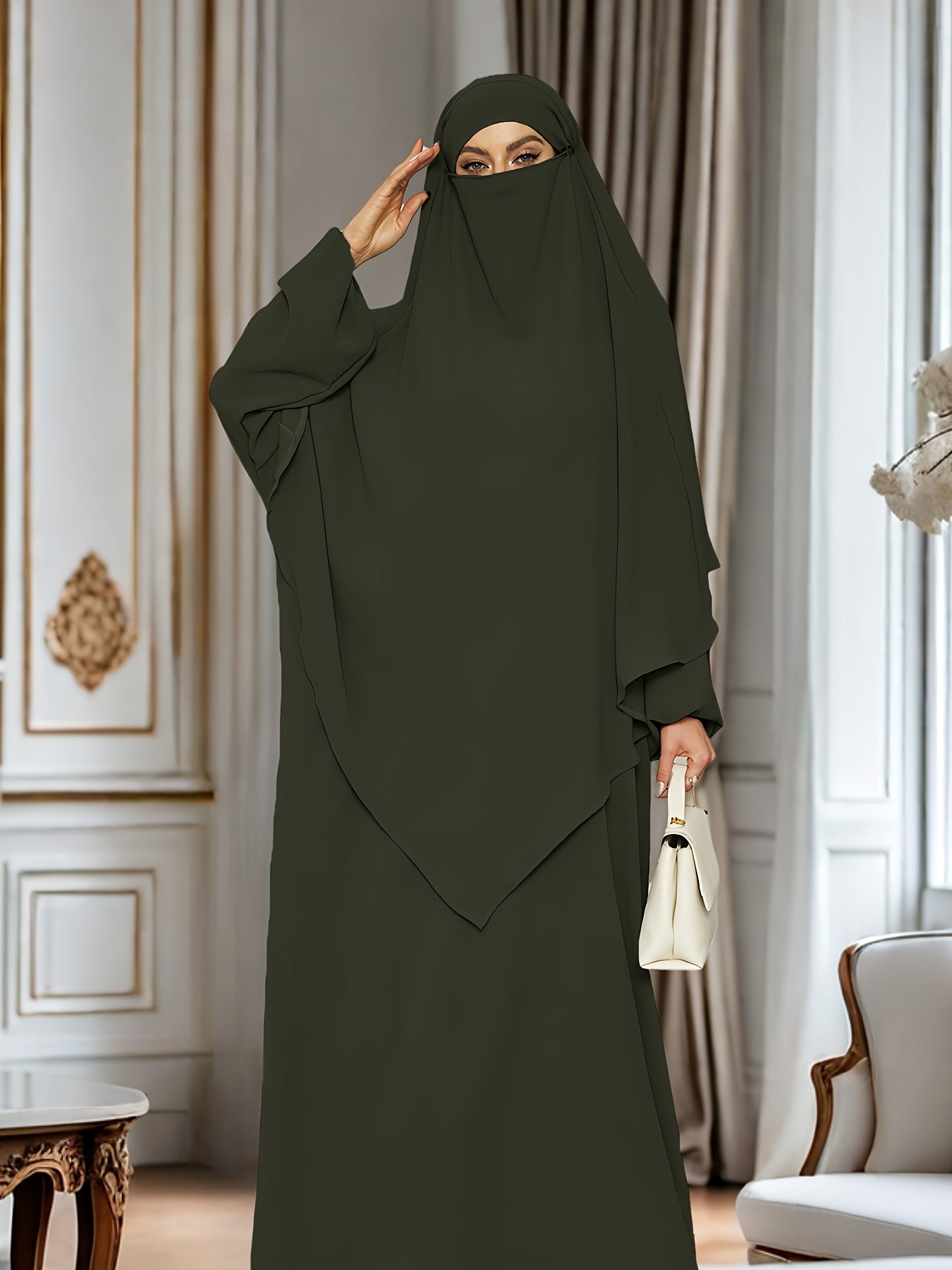 Chic Modest Long Sleeve Hijab Dress - Comfortable & Stylish Solid Color Crew Neck - Loose Fit for Casual Daily Wear - Perfect for Fashion-Conscious Women