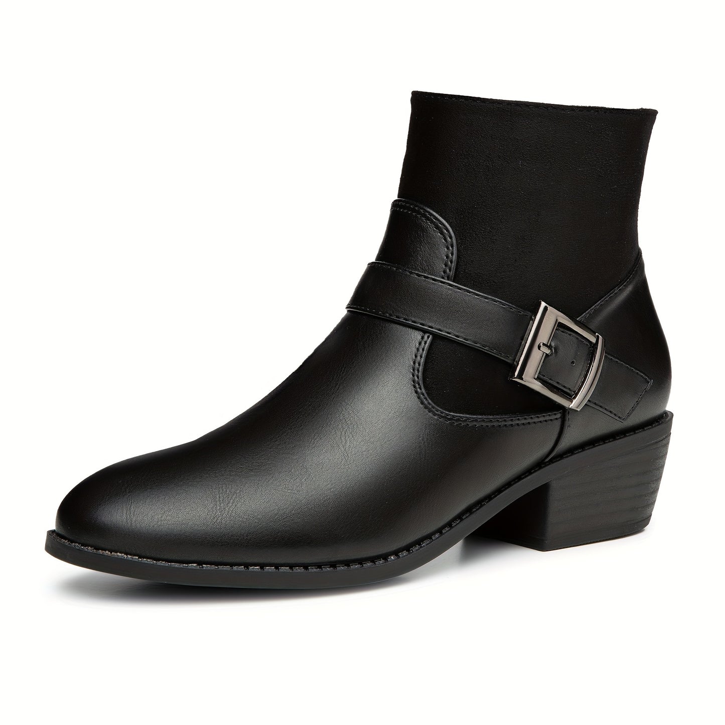Trary GiTrary Womens Ankle Boots - Classic Round Toe Design, Comfortable Low Heel, Convenient Side Zipper, Stylish Winter Buckles, Soft Wool Lining - Chic Short Boots for Versatile Styling and Cold Weather