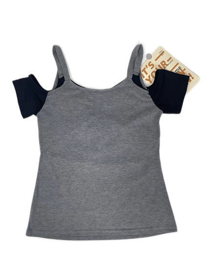 Fashionable Button-Decor Cold Shoulder T-Shirt - Chic Color Block, Short Sleeve Spring & Summer Top for Women - Lightweight, Casual Everyday Wear