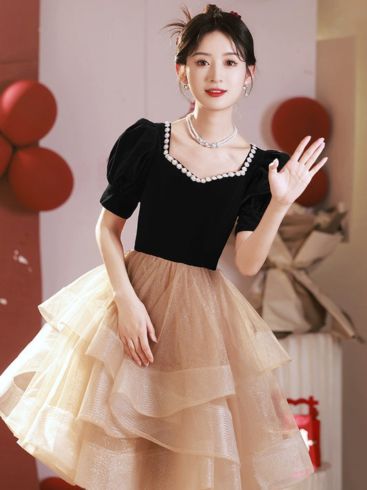 Birthday evening dress women's  new high-end light luxury niche high-end engagement banquet small temperament gauze skirt