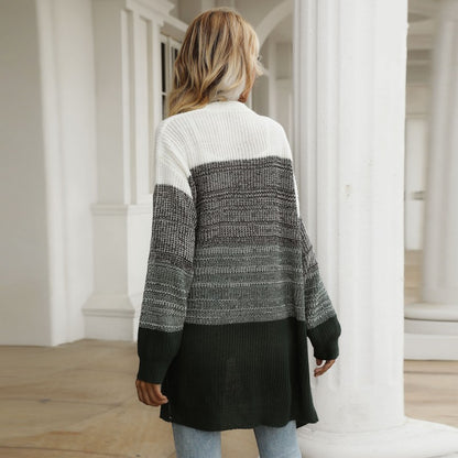 IKEARLAX women's clothing New autumn and winter new 2025 color matching knitted sweater casual cardigan jacket women