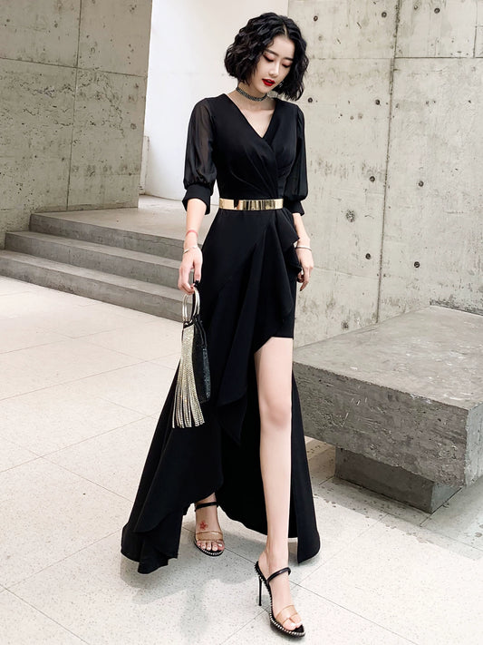 Black small evening dress skirt women  new light luxury niche high-end banquet temperament socialite  can usually wear