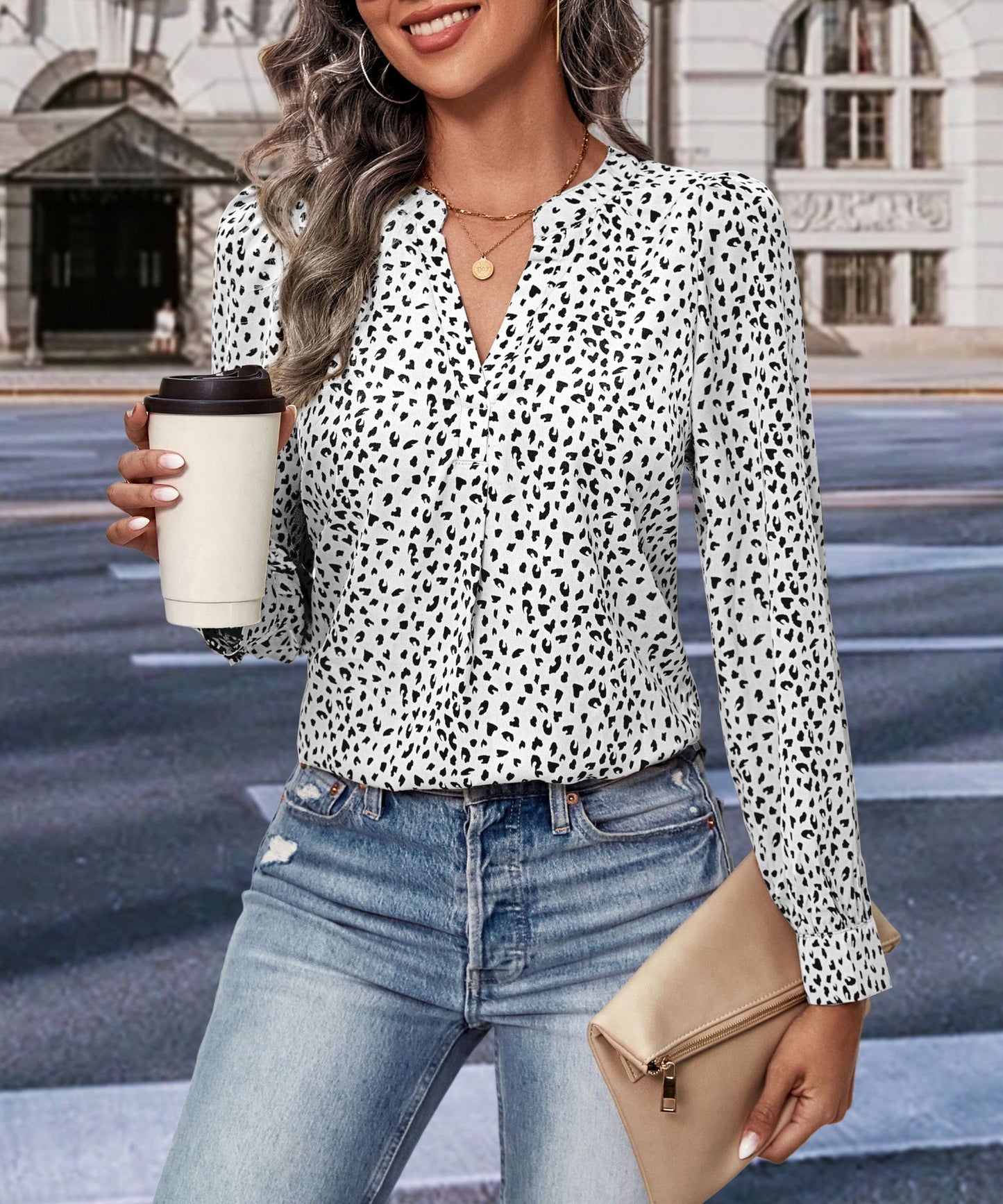 IKEARLAX New Hot Trade Wholesale New Autumn New 2025 Women's Cross-border Long Sleeve Leopard Print Shirt Women