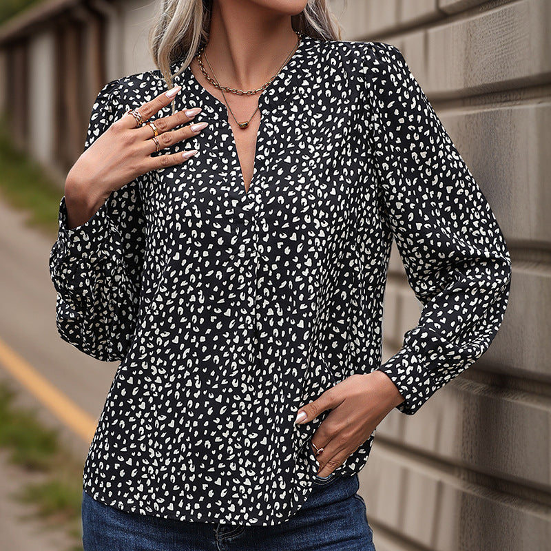 IKEARLAX New Hot Trade Wholesale New Autumn New 2025 Women's Cross-border Long Sleeve Leopard Print Shirt Women