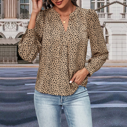 IKEARLAX New Hot Trade Wholesale New Autumn New 2025 Women's Cross-border Long Sleeve Leopard Print Shirt Women