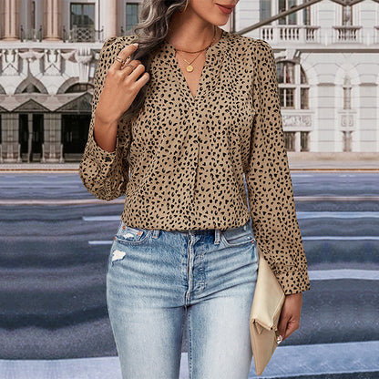 IKEARLAX New Hot Trade Wholesale New Autumn New 2025 Women's Cross-border Long Sleeve Leopard Print Shirt Women