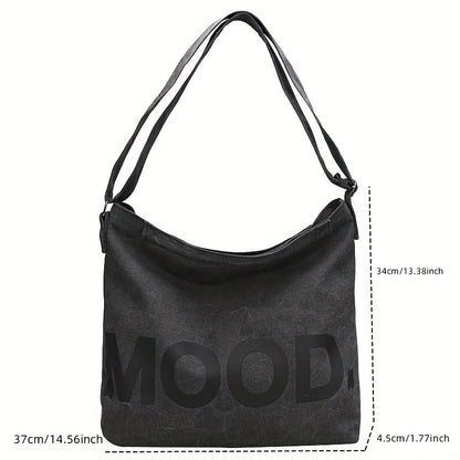 [Fast Arrival] Large Capacity One Shoulder Crossbody Bag - Fashionable Letter Canvas Bag for Men & Women, Ideal for Office, Campus, Travel, Versatile Handbag