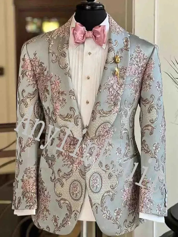 Stylish Design Groom Tuxedos One Button Shawl Lapel Groomsmen Best Man Suit Mens Wedding Suits Customize Size